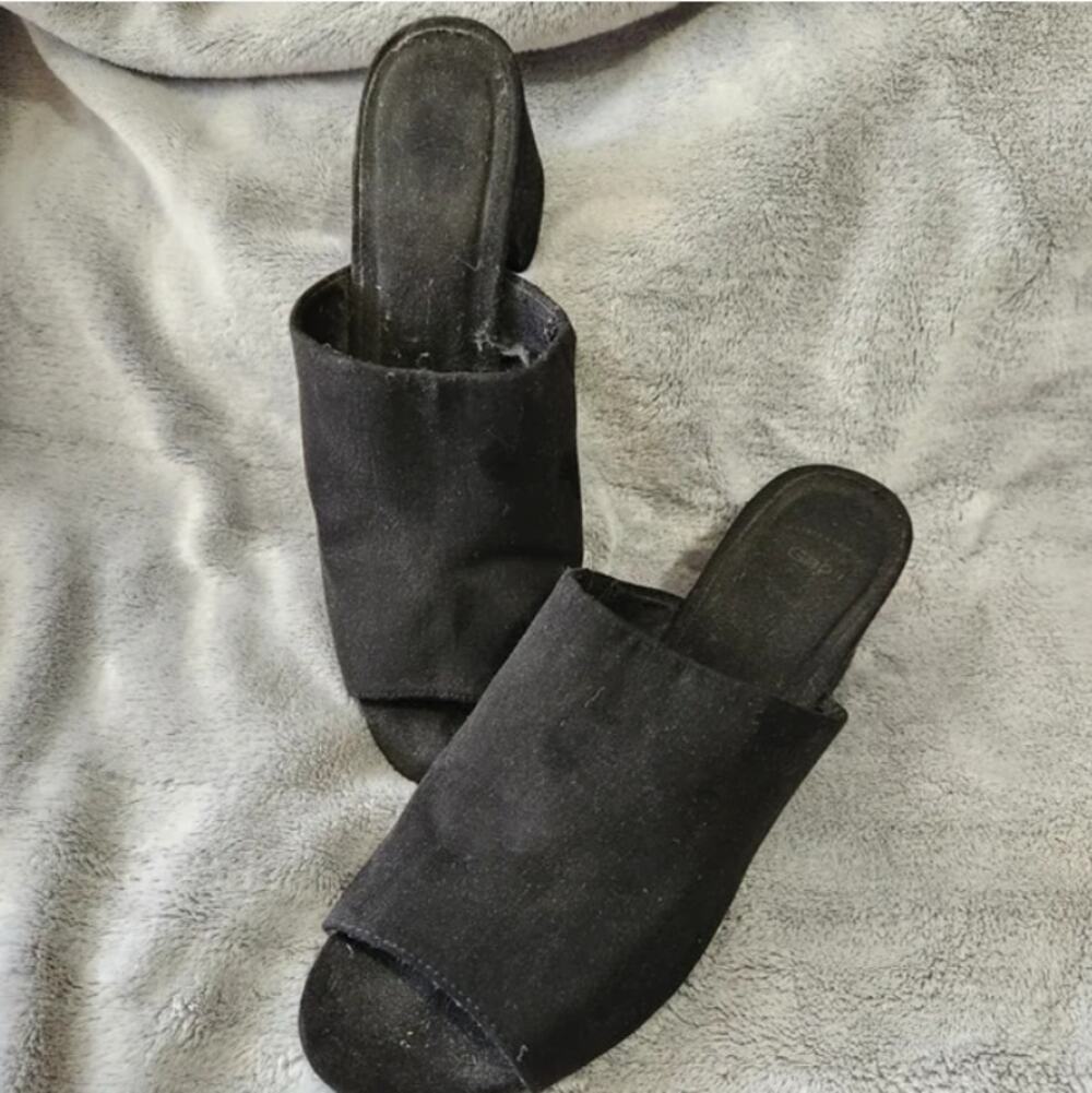 Gap Women's Black Slides Mule Slip on Block Heel Shoes Size 8
